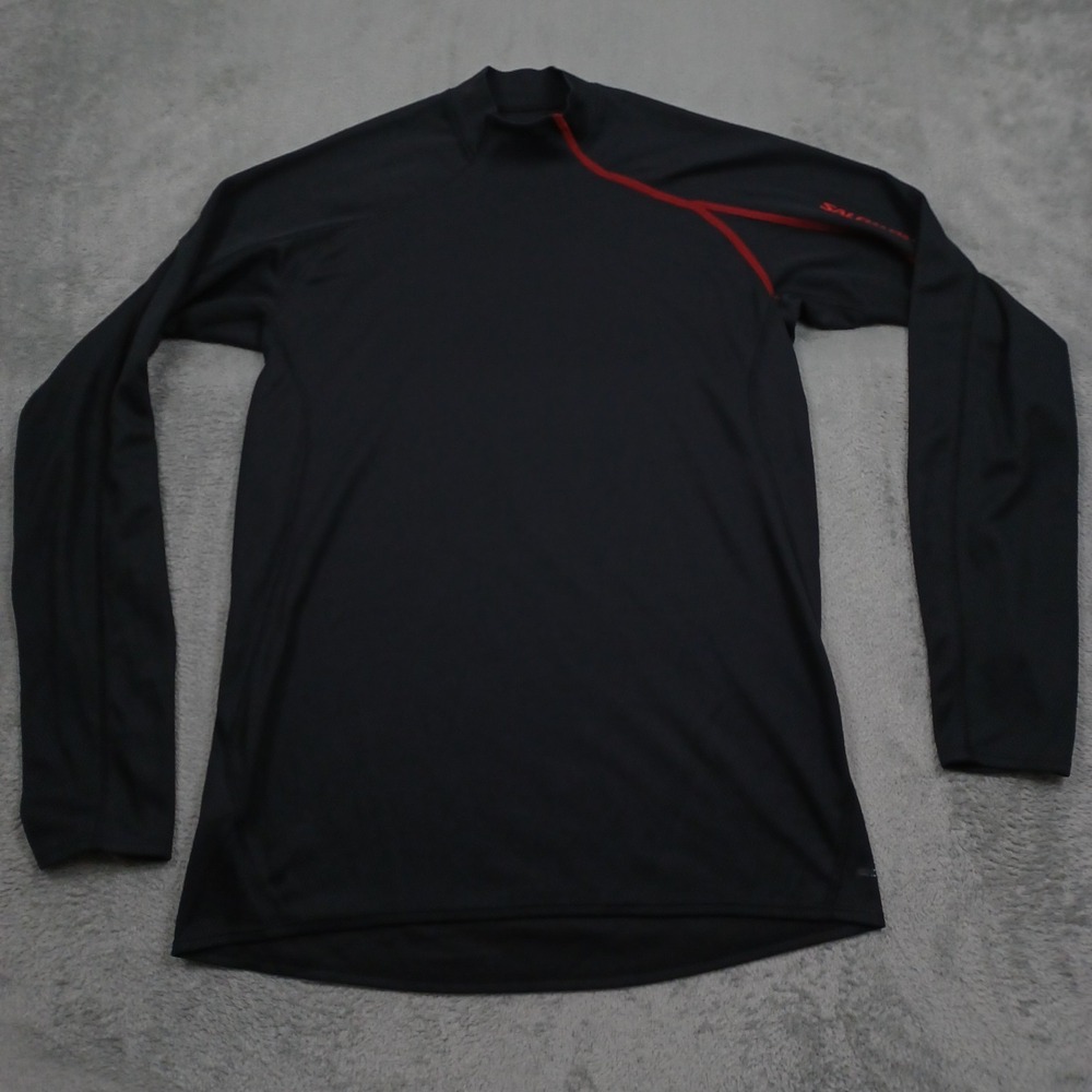 Salomon Shirt Mens Medium Black Mock Neck Activewear Fitted Outdoor Casual